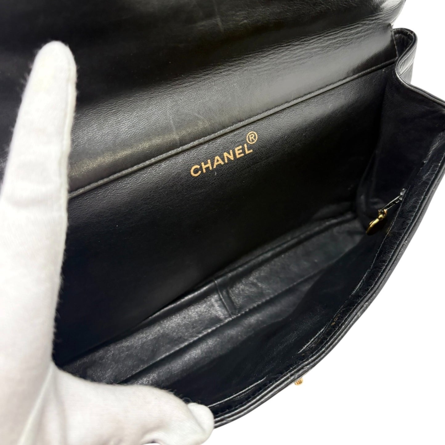 CHANEL Vintage CC Logo Quilted Double Flap Shoulder Bag Black Leather 902285