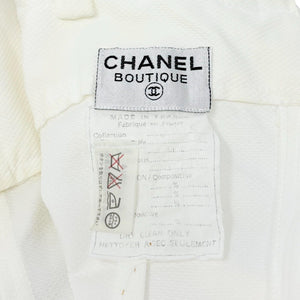 CHANEL Vintage 95P CC Logo Button Overall Rompers White Gold Cotton Rank AB