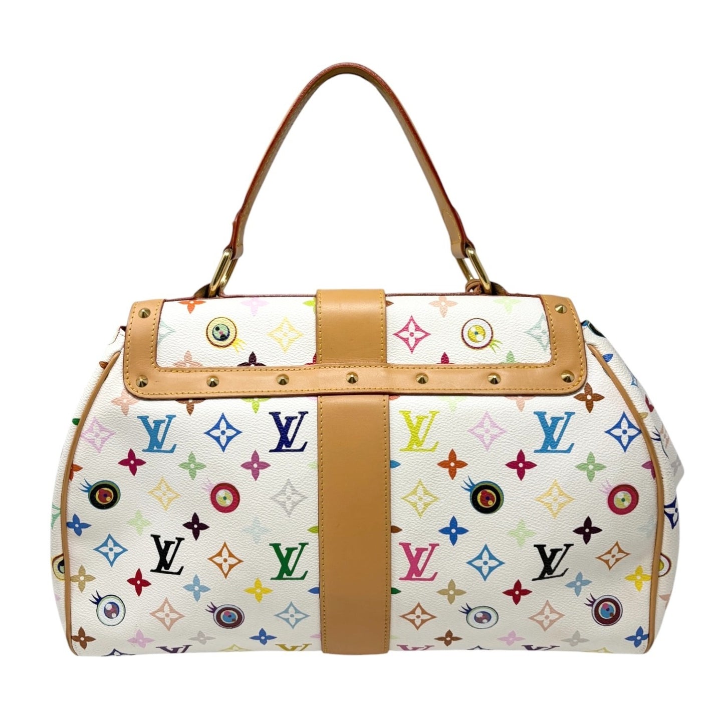 LOUIS VUITTON Vintage Eye Love Monogram Multicolor Key Tote Bag Beige 106912
