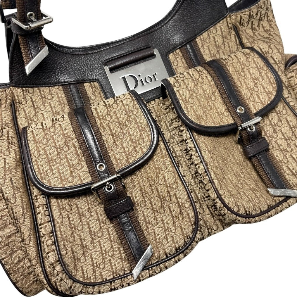 Christian Dior Vintage 2005 Trotter Monogram Street Chic Bag Beige 901899