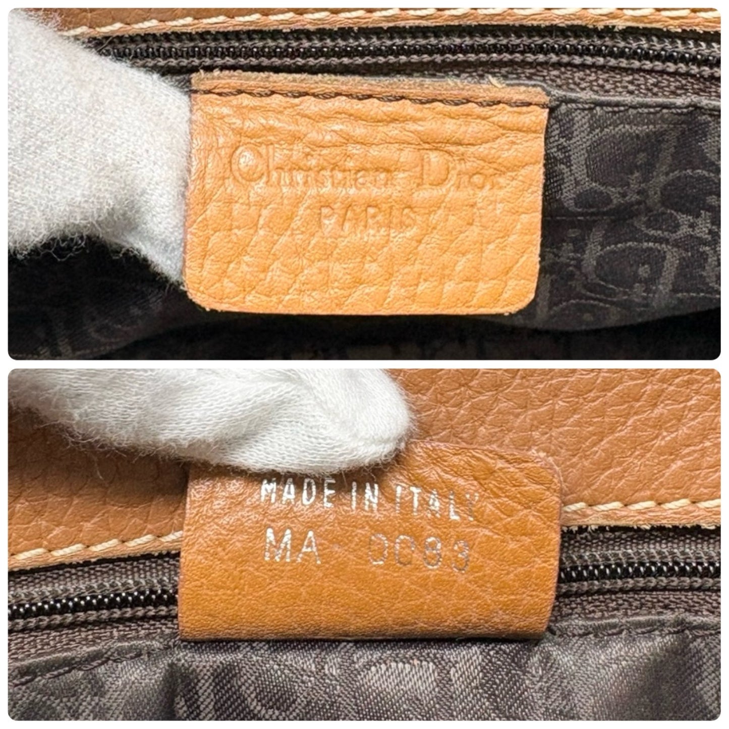 Christian Dior Vintage Double Saddle Leather Bag Handbag D Charm Brown 901941
