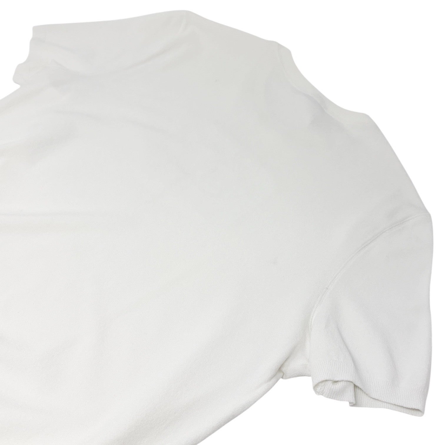 CHANEL Vintage 04C CC Logo Knit T-shirt Top #46 White Cotton See-through Mesh