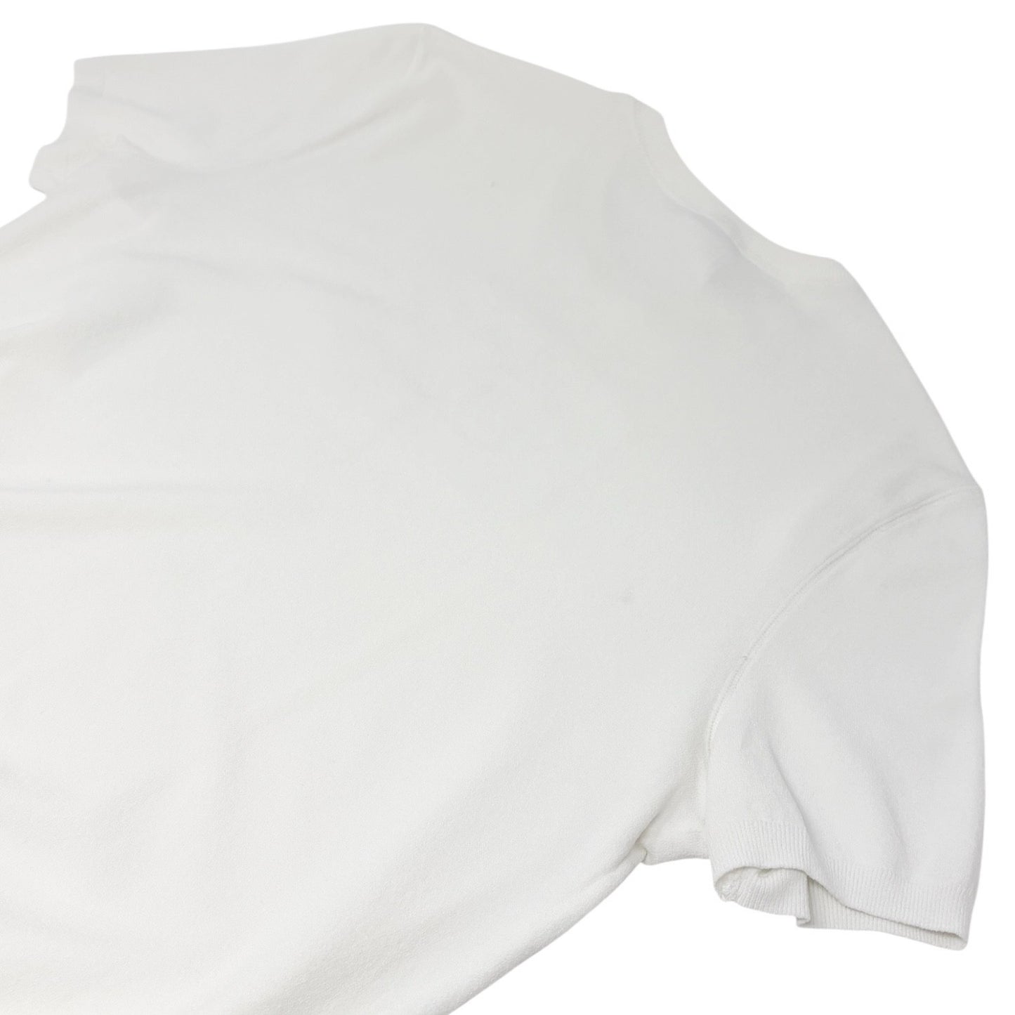 CHANEL Vintage 04C CC Logo Knit T-shirt Top #46 White Cotton See-through Mesh