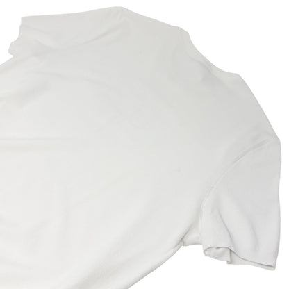 CHANEL Vintage 04C CC Logo Knit T-shirt Top #46 White Cotton See-through Mesh