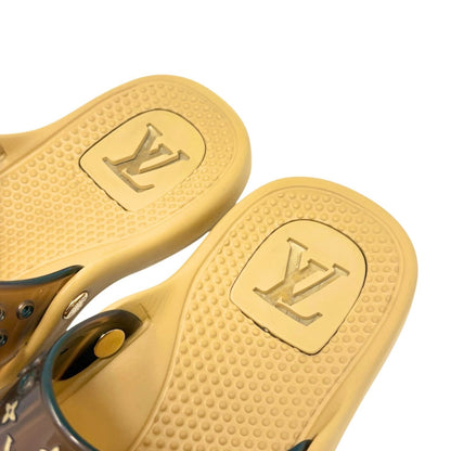 LOUIS VUITTON Vintage Monogram Rubber Slide Sandals #36 Brown Beige 902544
