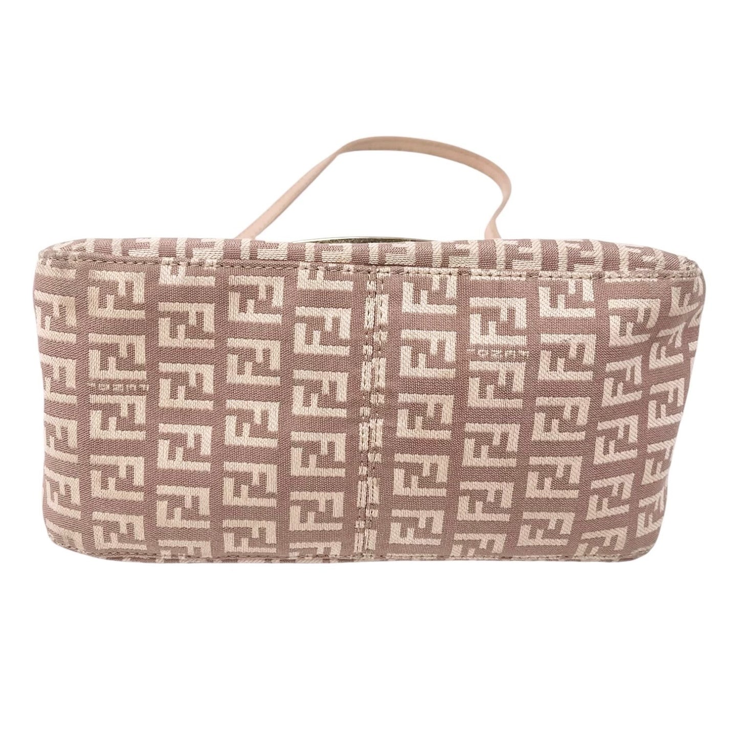 FENDI Vintage Zucchino Mamma Baguette Canvas Shoulder Bag Pink Leather 902201
