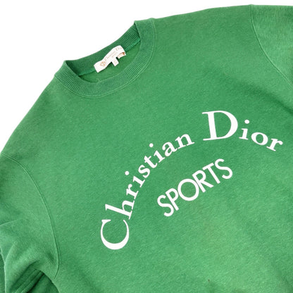 Christian Dior Sports Vintage Logo Sweatshirt Top #S Green White 902839