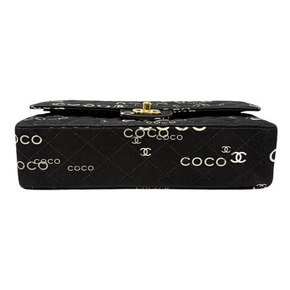 CHANEL Vintage CC Logo Print Turnlock Quilted Chain Shoulder Bag Black 902275