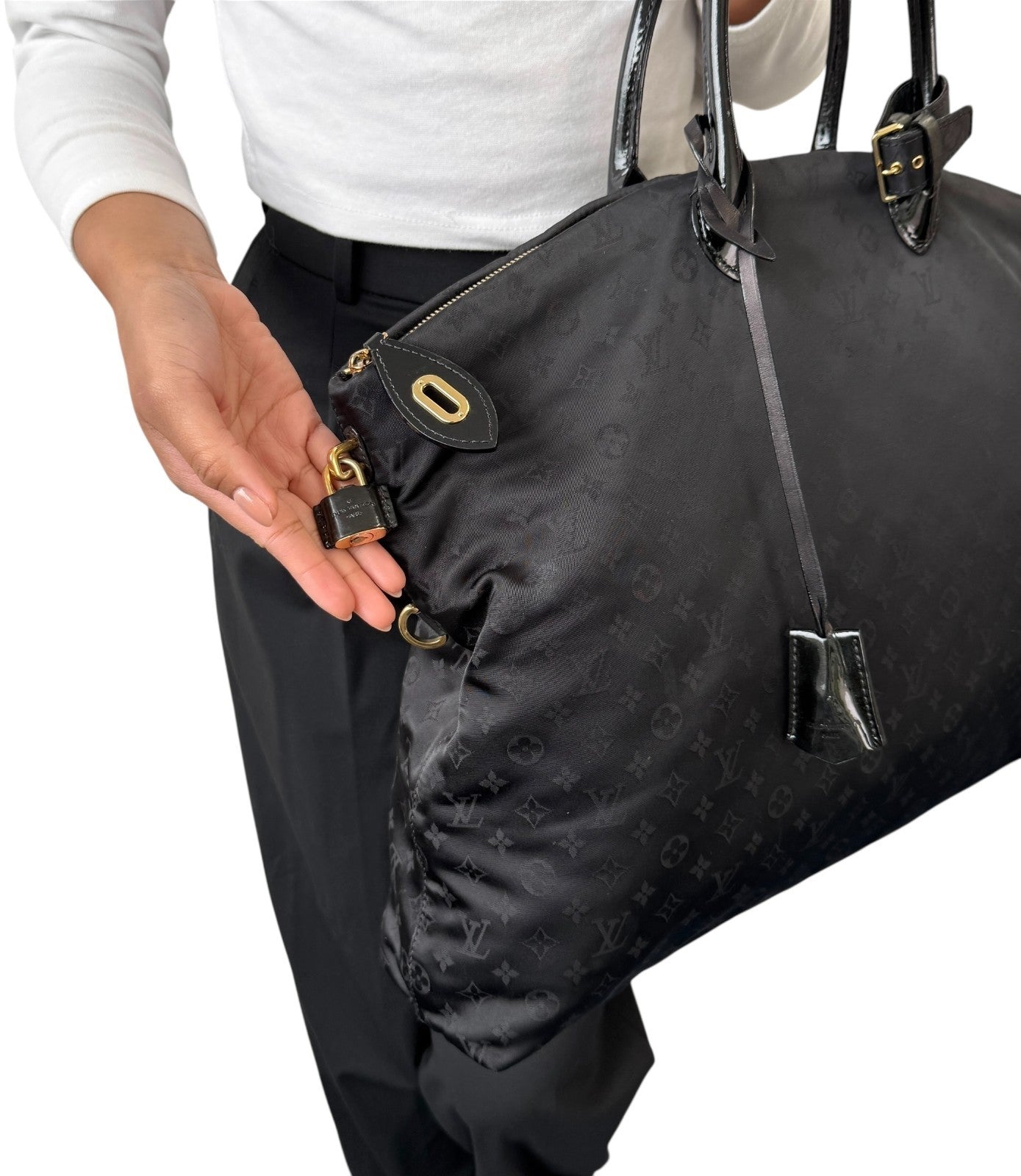 LOUIS VUITTON Vintage Monogram Desire Vertical Lockit GM Tote Bag 2way Black