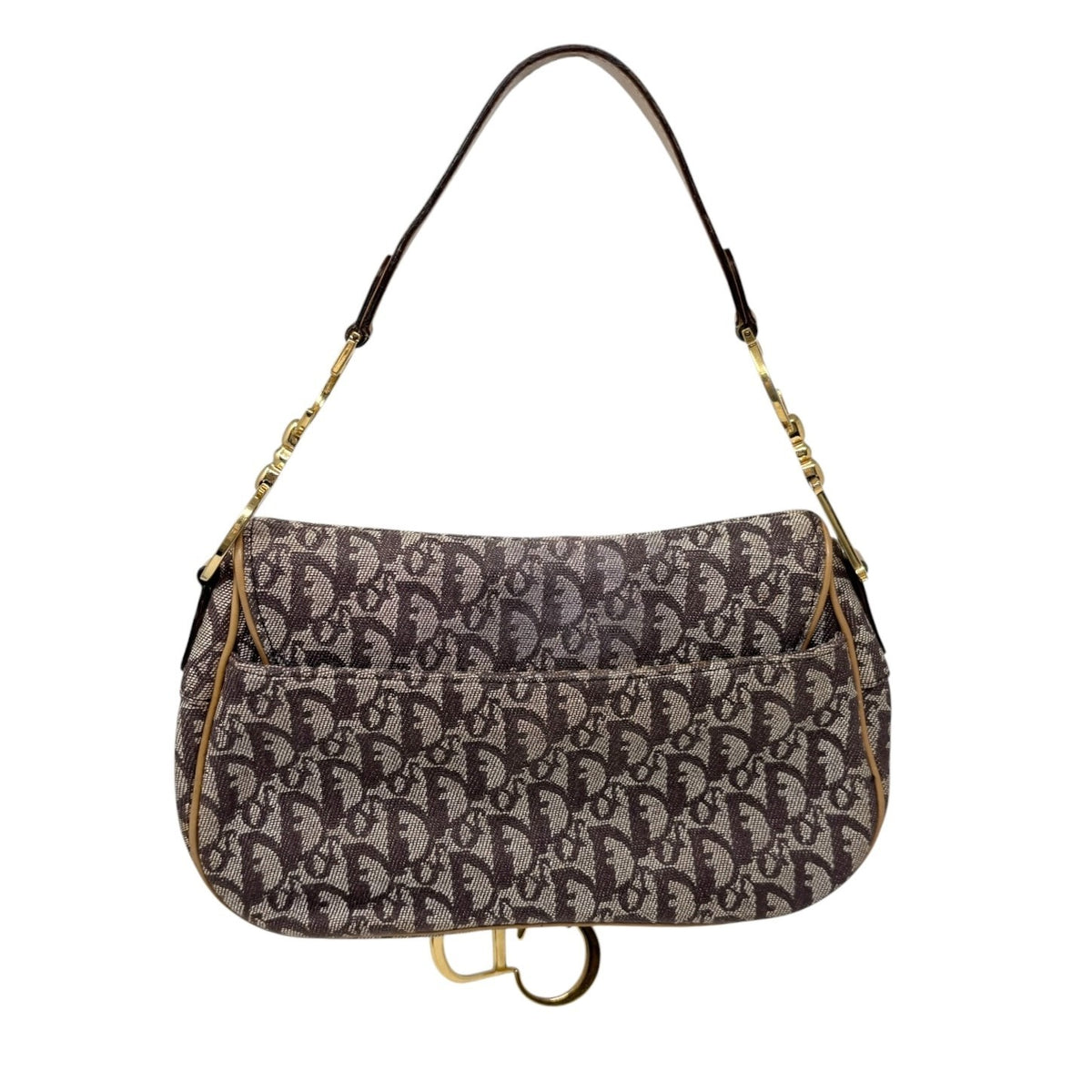 Christian Dior Vintage Trotter Monogram Double Saddle Bag Brown Canvas 902347