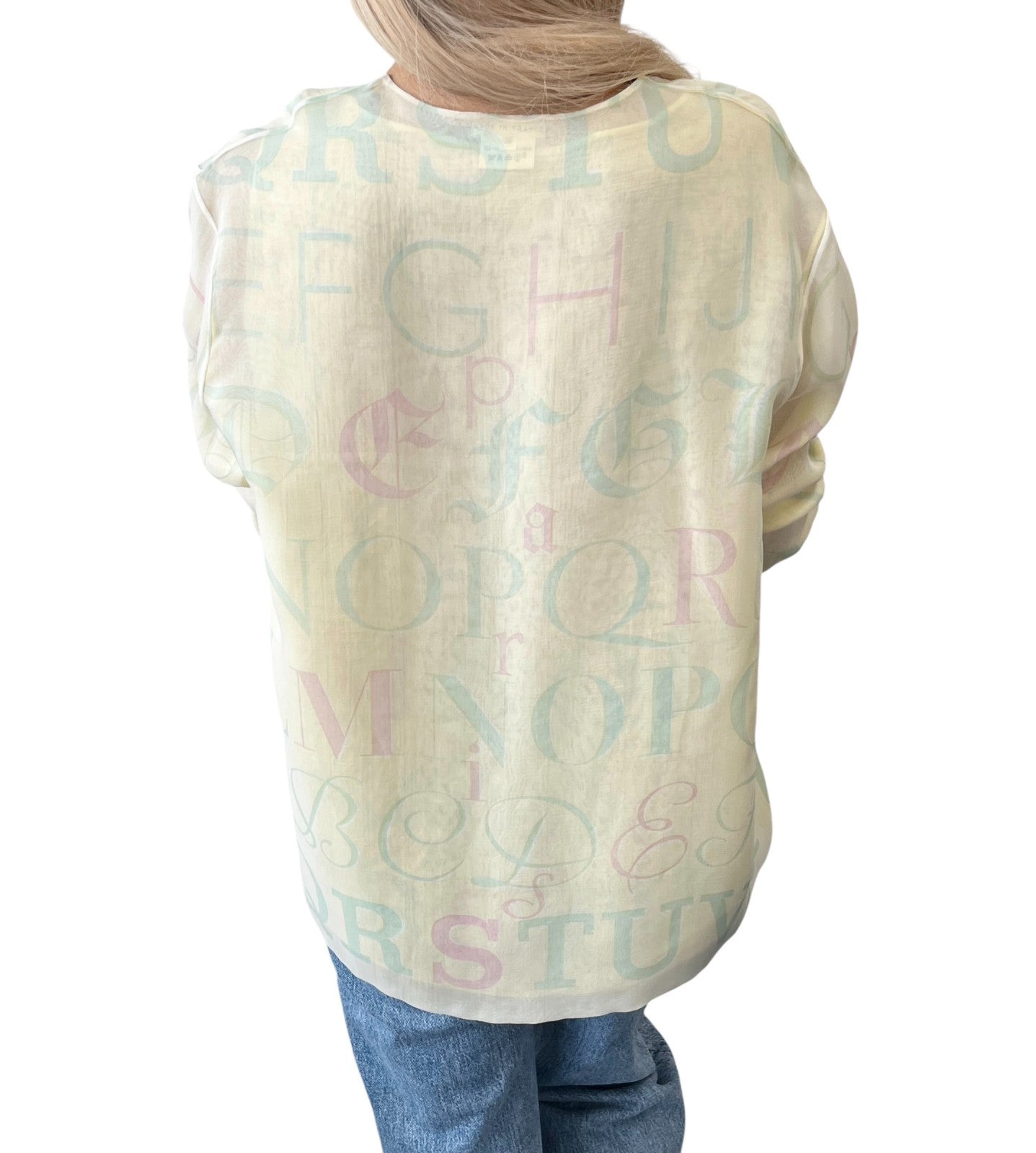 HERMES Vintage Logo Ensemble Set Shirt Sleeveless See-though #38 Yellow Silk