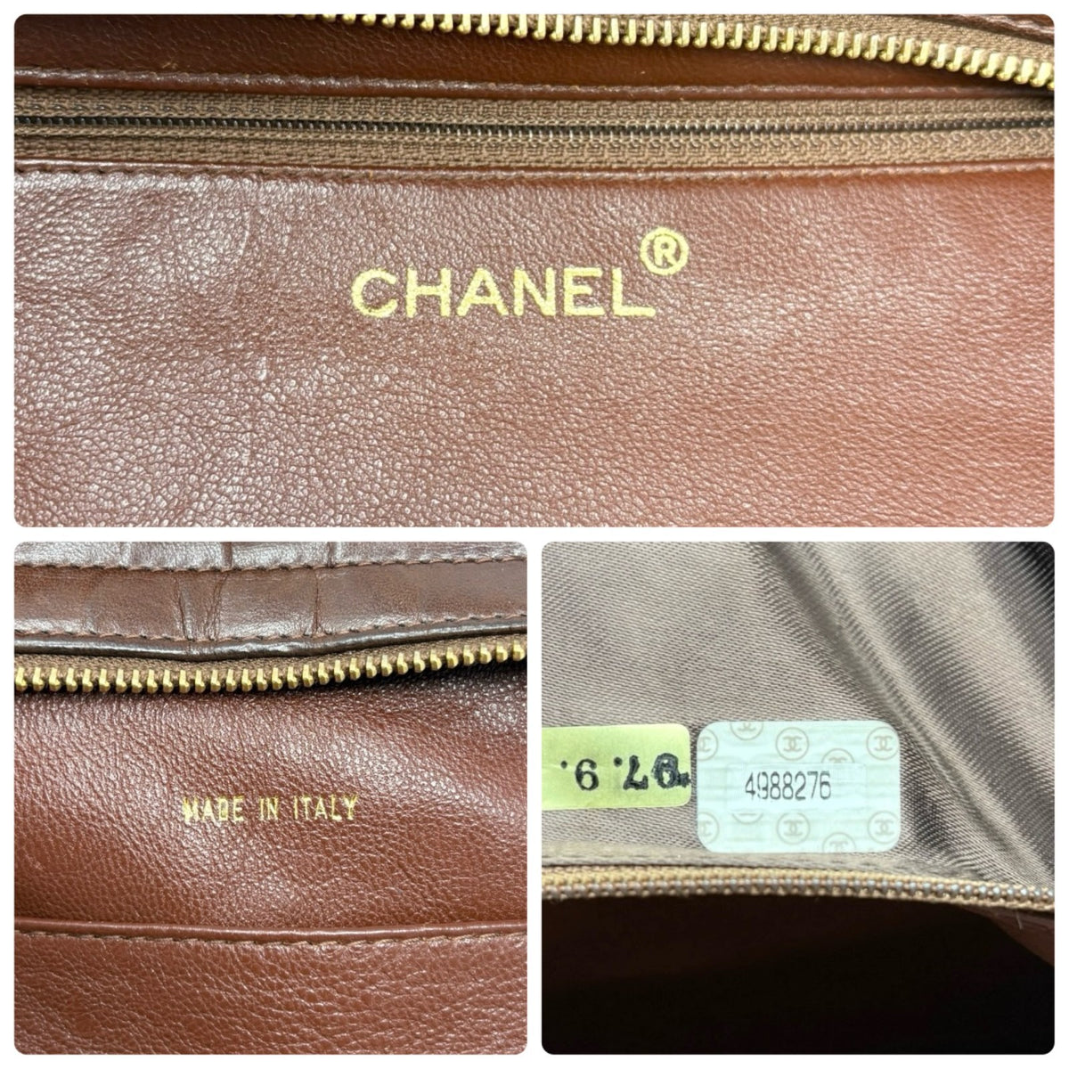CHANEL Vintage CC Logo Quilted Shoulder Handbag Brown Gold Leather 902804