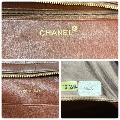 CHANEL Vintage CC Logo Quilted Shoulder Handbag Brown Gold Leather 902804
