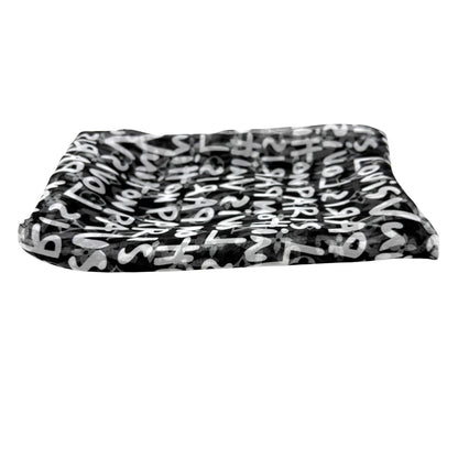 LOUIS VUITTON Monogram Graffiti Silk Scarf Wrap Stephen Sprouse Black White