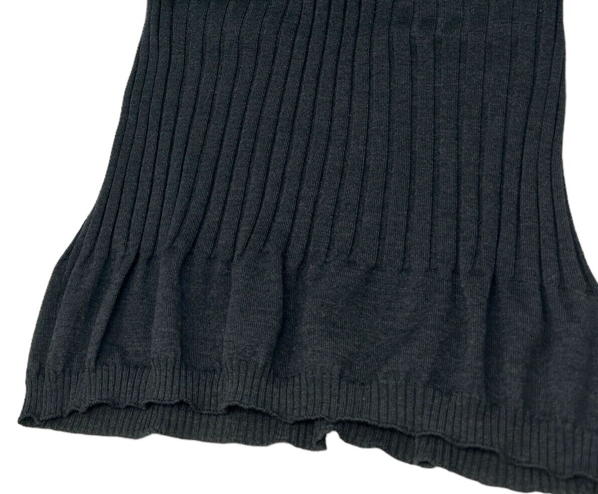 CHANEL Vintage P39367 CC Mark Back Logo Knit Dress #42 Dark Gray Wool RankAB
