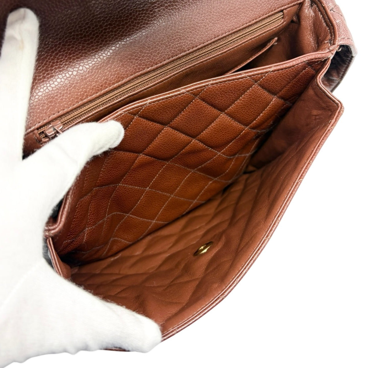 CHANEL Vintage CC Turnlock Quilted Flap Crossbody Bag Brown Gold Leather 902843