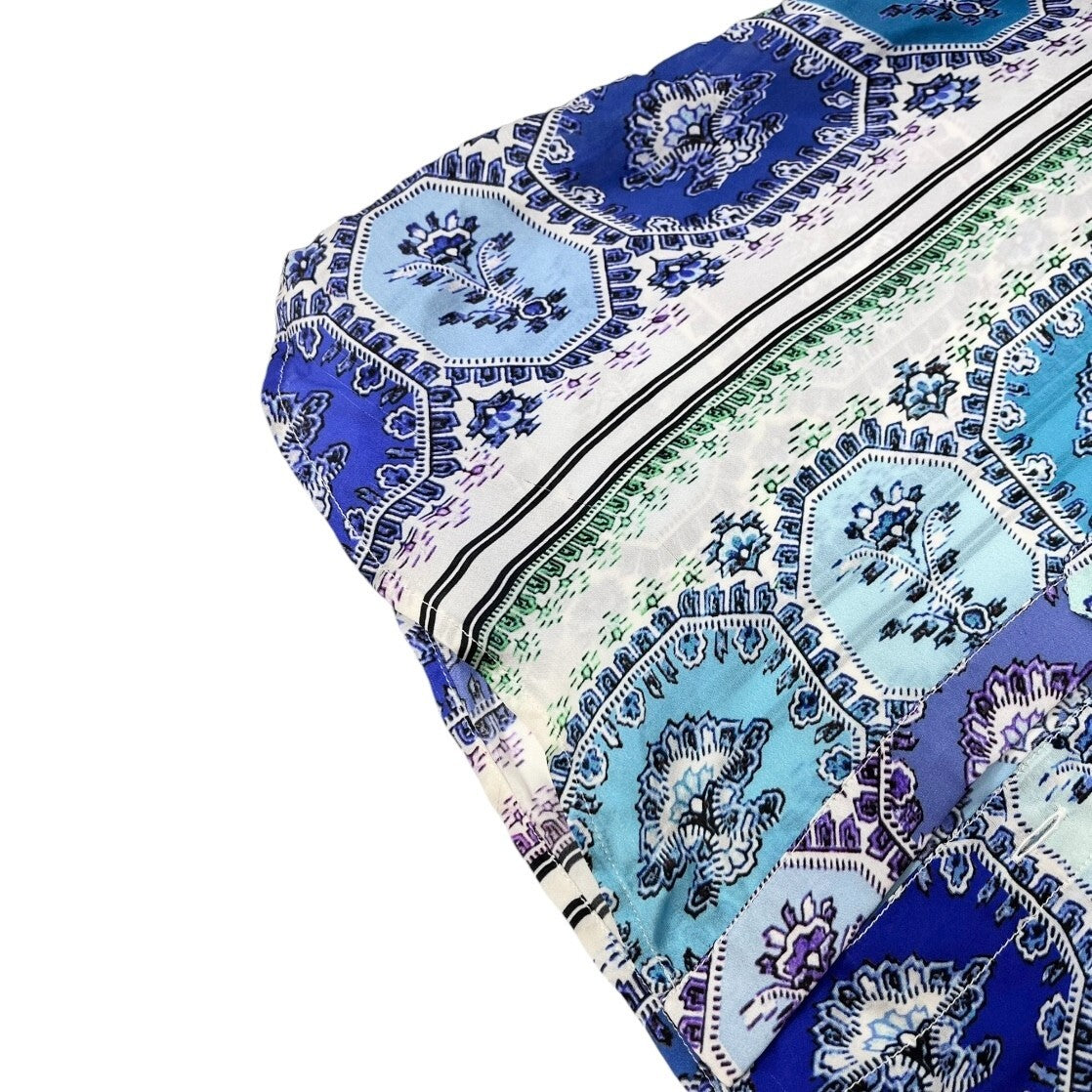 Roberto Cavalli Vintage Shirt Top #38 Rhinestone Button Blue Purple Silk RankAB