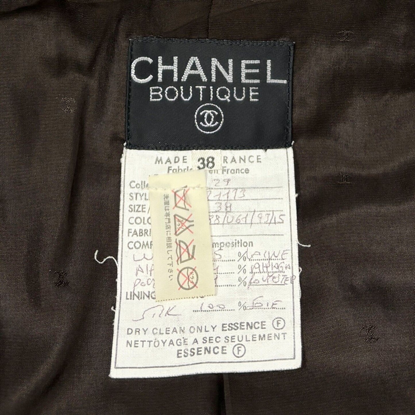 CHANEL Vintage 92A CC Logo Tweed Jacket #38 Multicolor Button Wool Leather