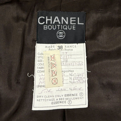 CHANEL Vintage 92A CC Logo Tweed Jacket #38 Multicolor Button Wool Leather