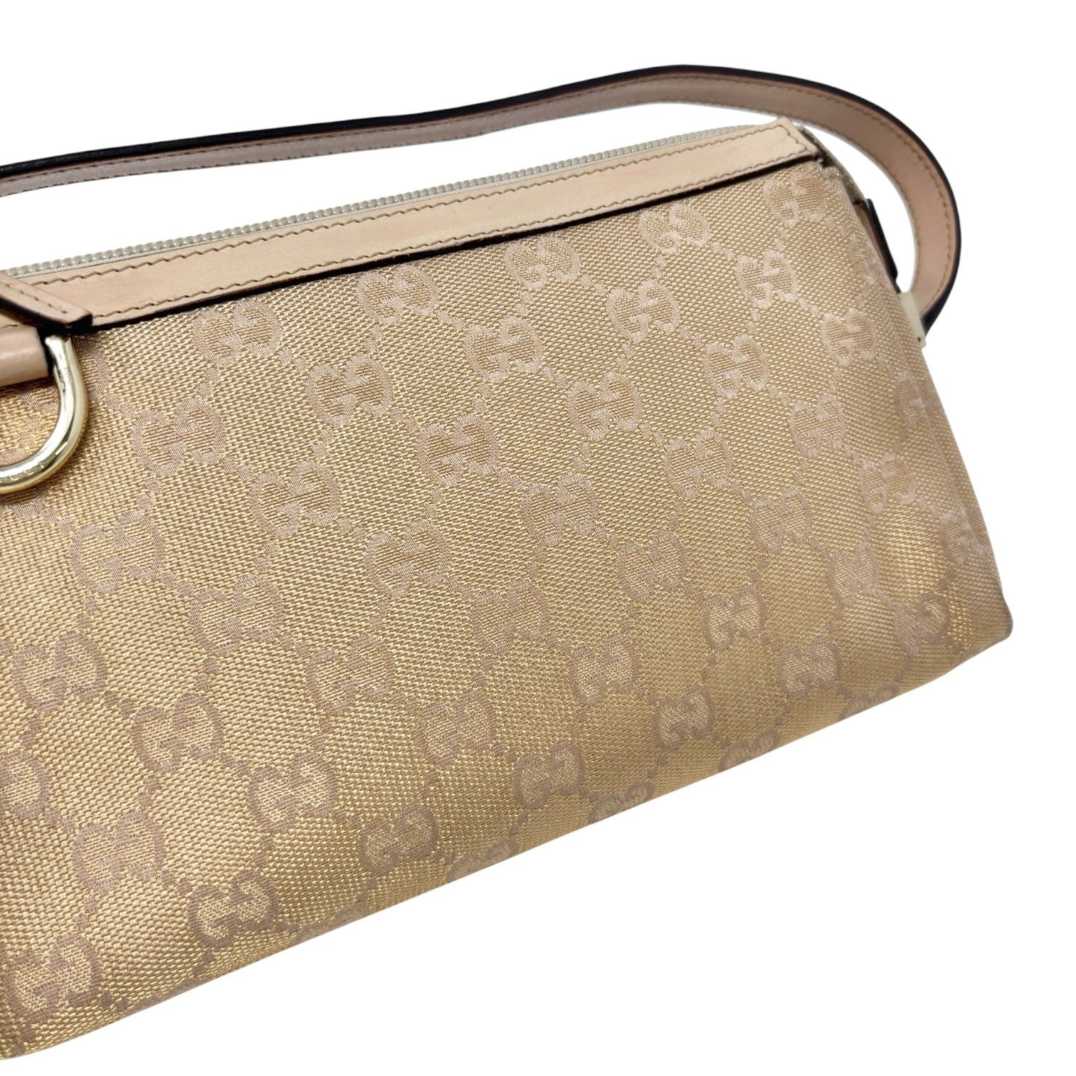 GUCCI Vintage GG Monogram Abbey Mini Pochette Shoulder Bag Canvas Pink Gold