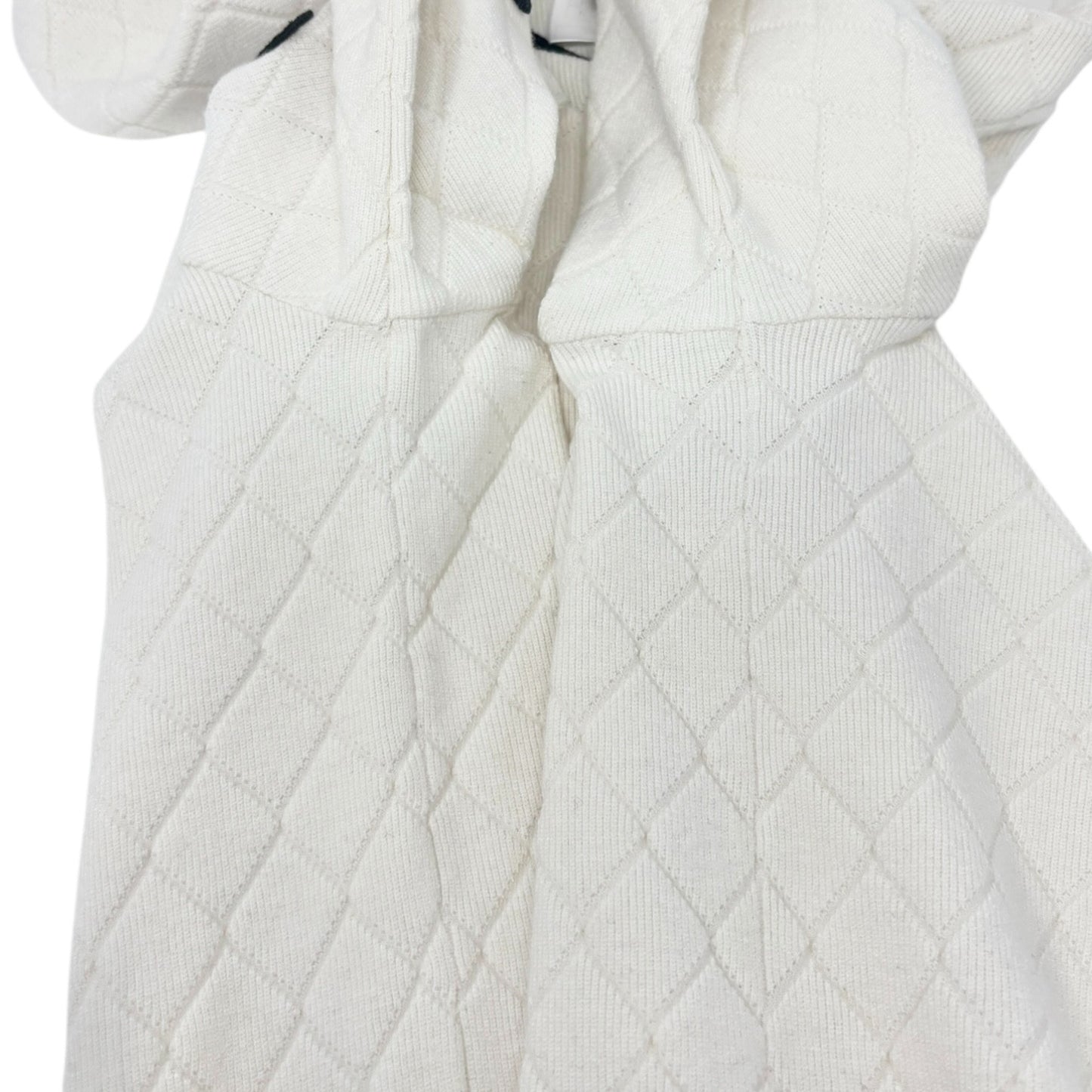 CHANEL Vintage 05A CC Logo Cambon Quilted Cashmere Knit Sweater Top #40 Cream