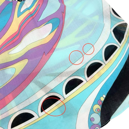 EMILIO PUCCI Vintage Logo Multicolor Abstract Print Tunic Top #36 Blue 902826