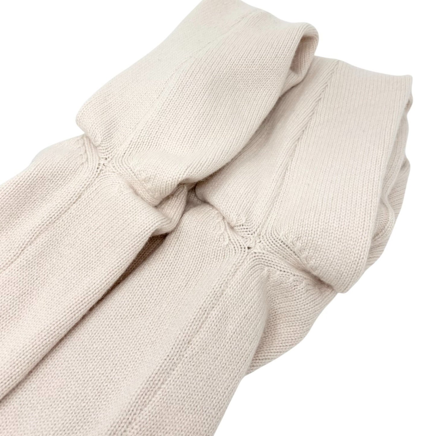 CHANEL Vintage P44576 CC Logo Cashmere Knit Sweater Top #34 Beige Ivory 901966