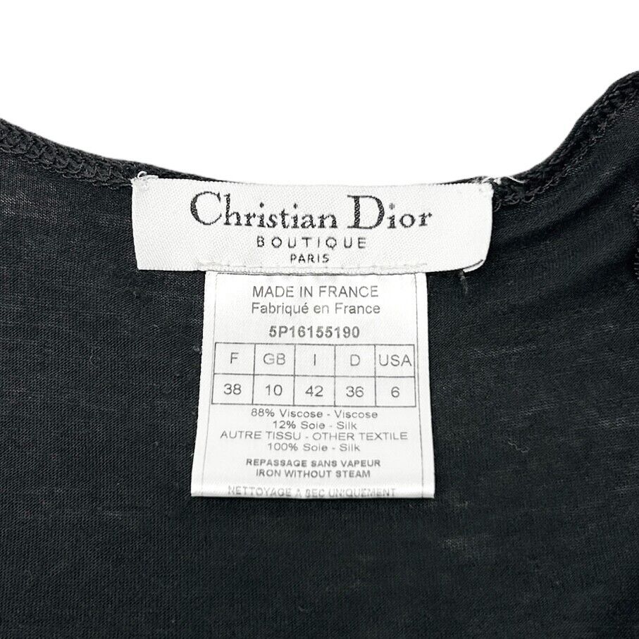 Christian Dior Vintage Galliano Frill Top Blouse #38 Black Viscose Rank AB