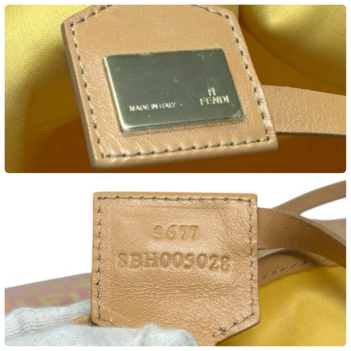 FENDI Vintage Zucchino Tote Shoulder Bag w/Pouch Pink Beige Canvas 902360