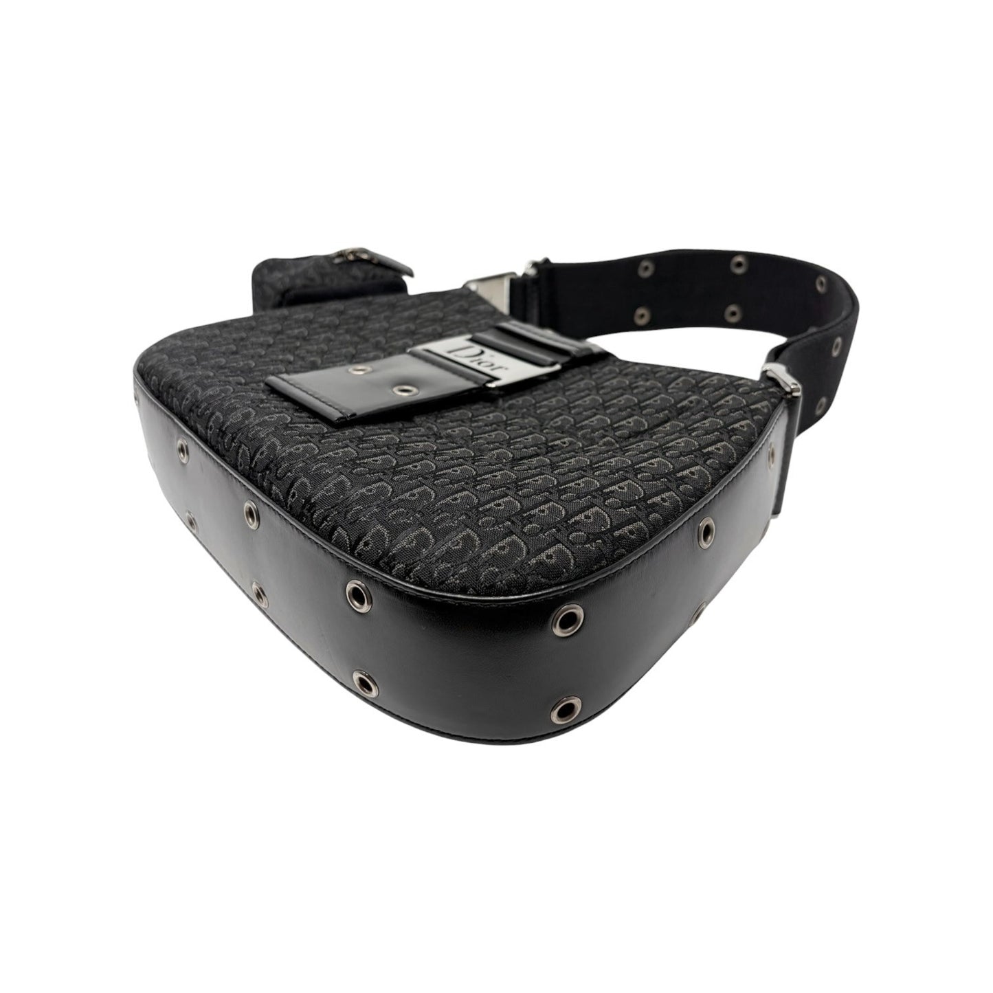 Christian Dior Vintage Street Chic Trotter Monogram Shoulder Bag Black 902443
