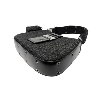 Christian Dior Vintage Street Chic Trotter Monogram Shoulder Bag Black 902443
