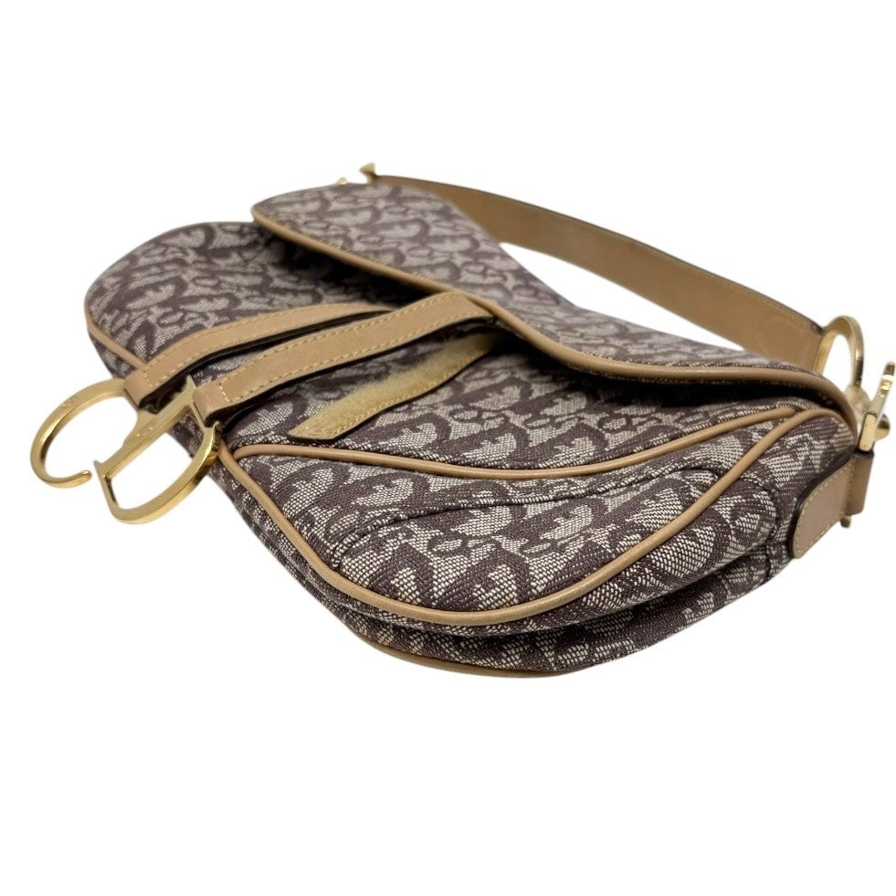 Christian Dior Vintage Trotter Monogram Double Saddle Bag Brown Canvas 902347