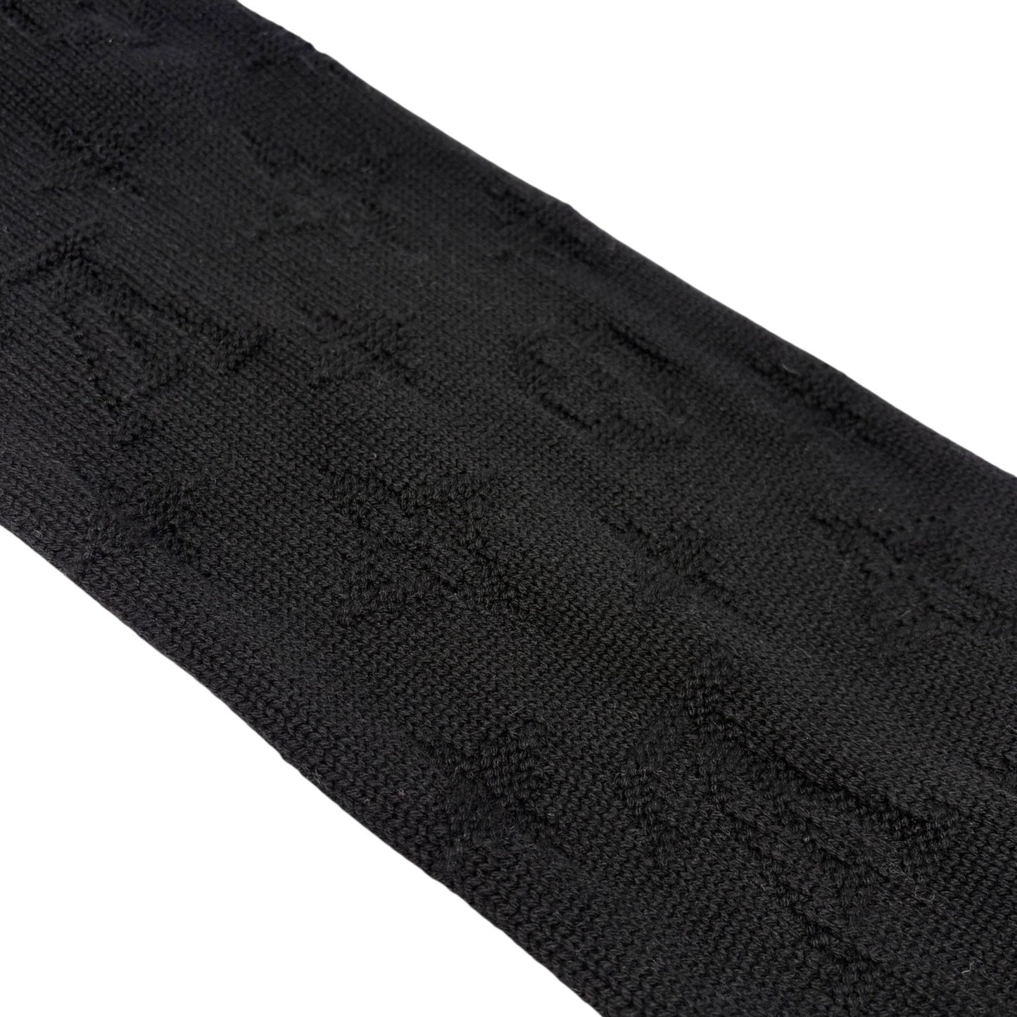 LOUIS VUITTON Vintage Monogram Escharpe Fur Scarf Shawl Black Cashmere Logo