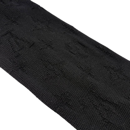 LOUIS VUITTON Vintage Monogram Escharpe Fur Scarf Shawl Black Cashmere Logo
