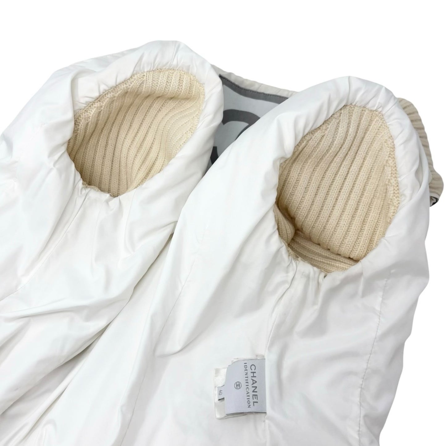 CHANEL Sport Vintage 00A CC Logo Long Puffer Coat Jacket #40 White 901827
