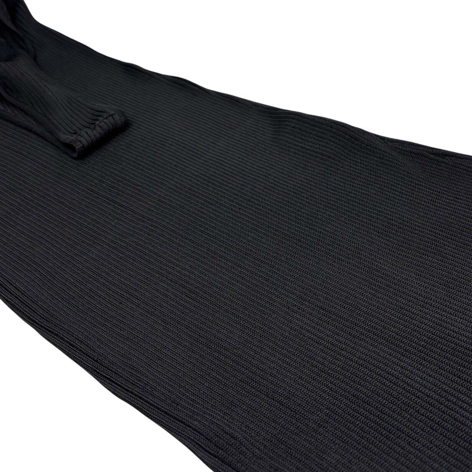 CHANEL Vintage 97P CC Logo Ribbed Long Dress #40 Sleeveless Black Rayon Button