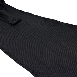 CHANEL Vintage 97P CC Logo Ribbed Long Dress #40 Sleeveless Black Rayon Button