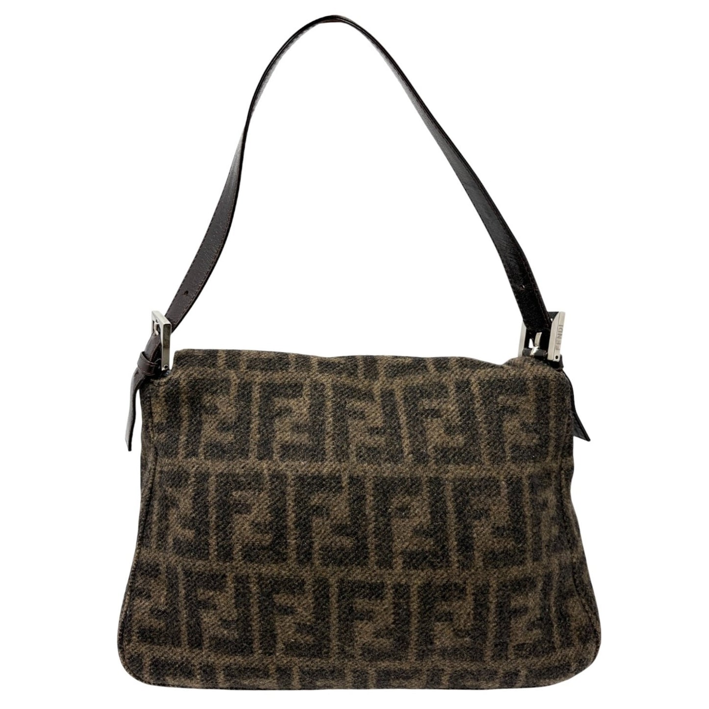 FENDI Vintage FF Zucca Cashmere Mamma Baguette Shoulder Bag Brown 902093