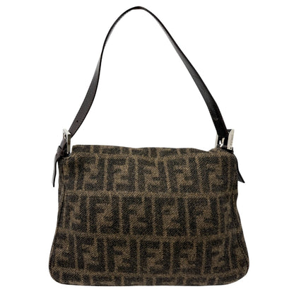 FENDI Vintage FF Zucca Cashmere Mamma Baguette Shoulder Bag Brown 902093