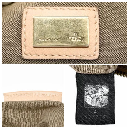 FENDI Vintage Logo Zucchino Monogram Shoulder Bag Pochette Beige Pink 902037