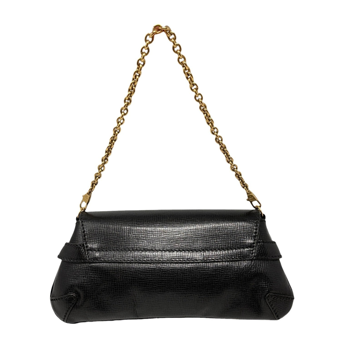 GUCCI Vintage Horsebit Chain Mini Shoulder Bag Leather Black Gold 902408