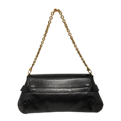 GUCCI Vintage Horsebit Chain Mini Shoulder Bag Leather Black Gold 902408