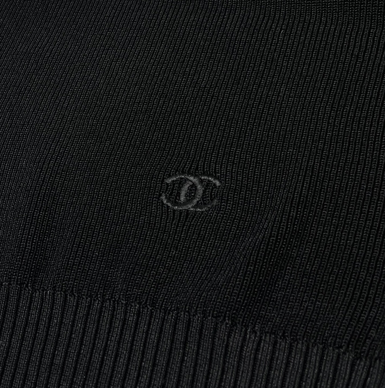 CHANEL Vintage 96P CC Sleeveless Top Shorts Set #42 Knit Black Rayon Cotton