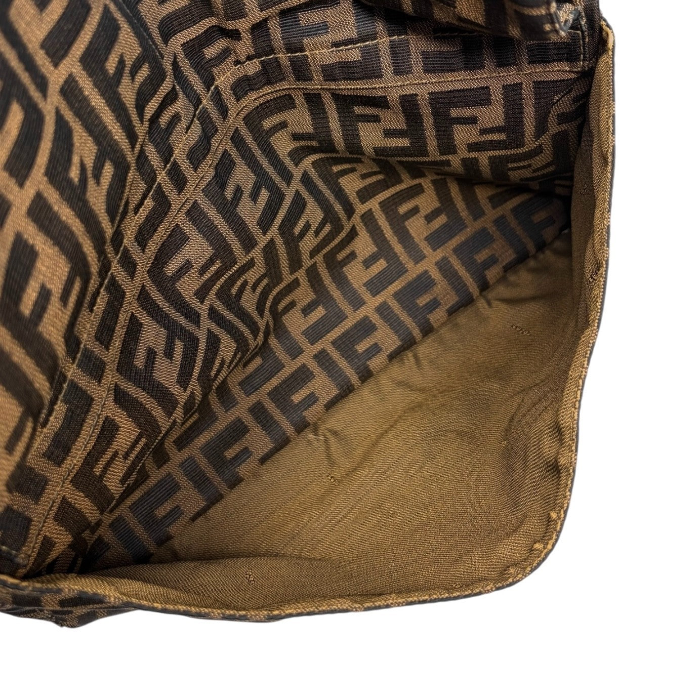 FENDI Vintage FF Zucca Mamma Baguette Pocket Shoulder Bag Brown Canvas 902439