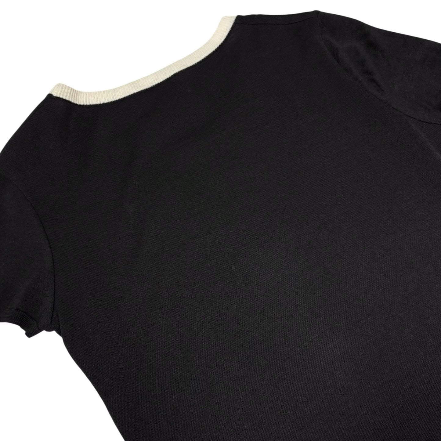 CHANEL Vintage 95C CC Logo Knit Mini Dress Short Sleeve #36 Black White 901285