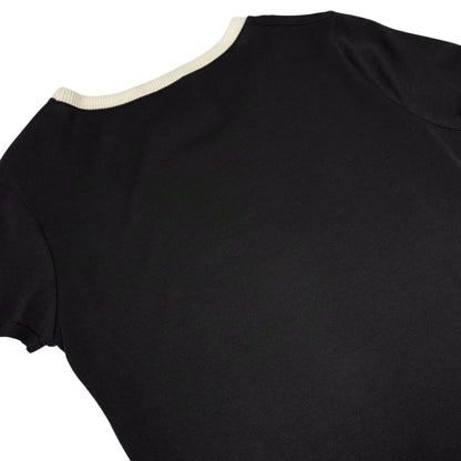 CHANEL Vintage 95C CC Logo Knit Mini Dress Short Sleeve #36 Black White 901285