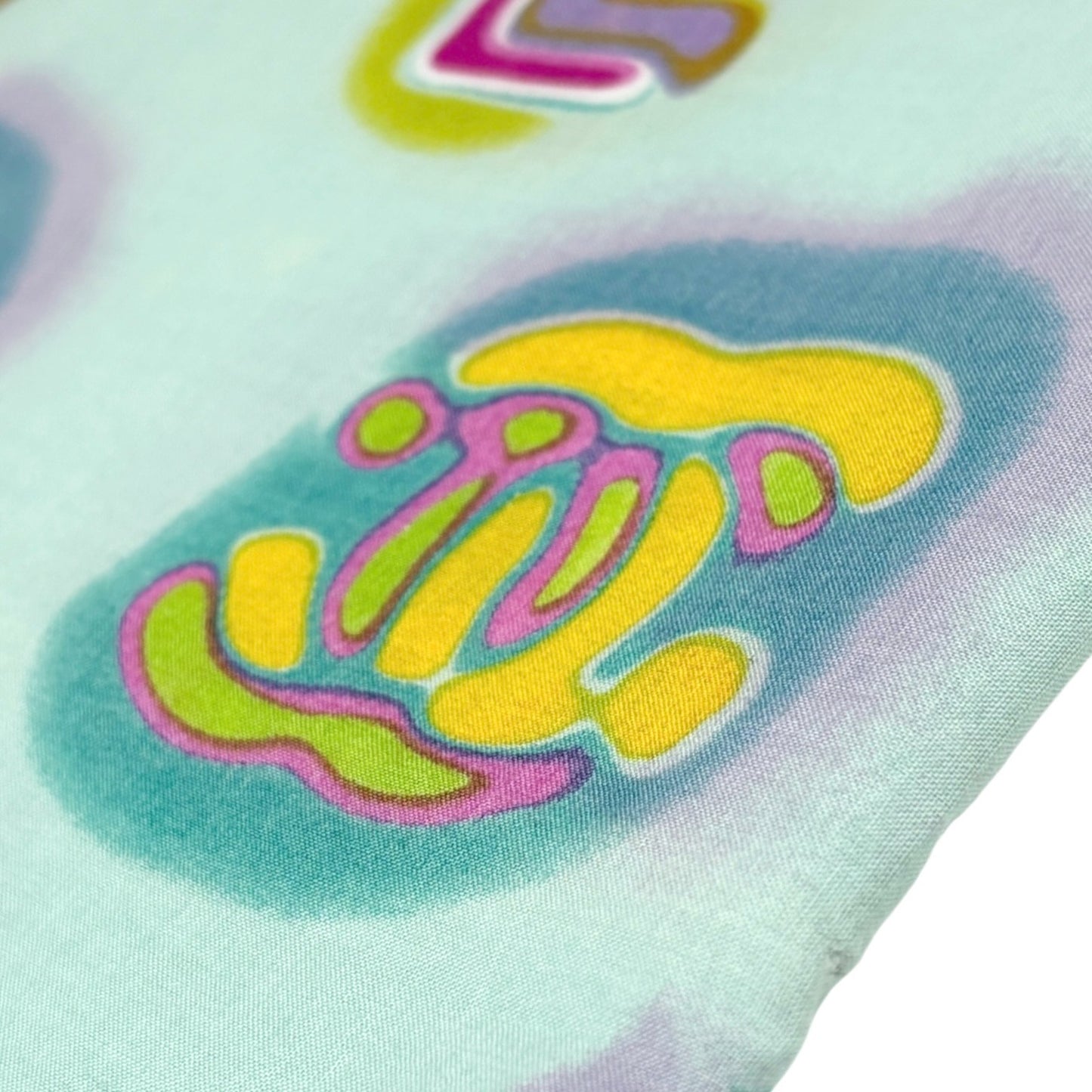 CHANEL Vintage CC Mark Logo Scarf Wrap Mint Green Multicolor Cotton Accessory