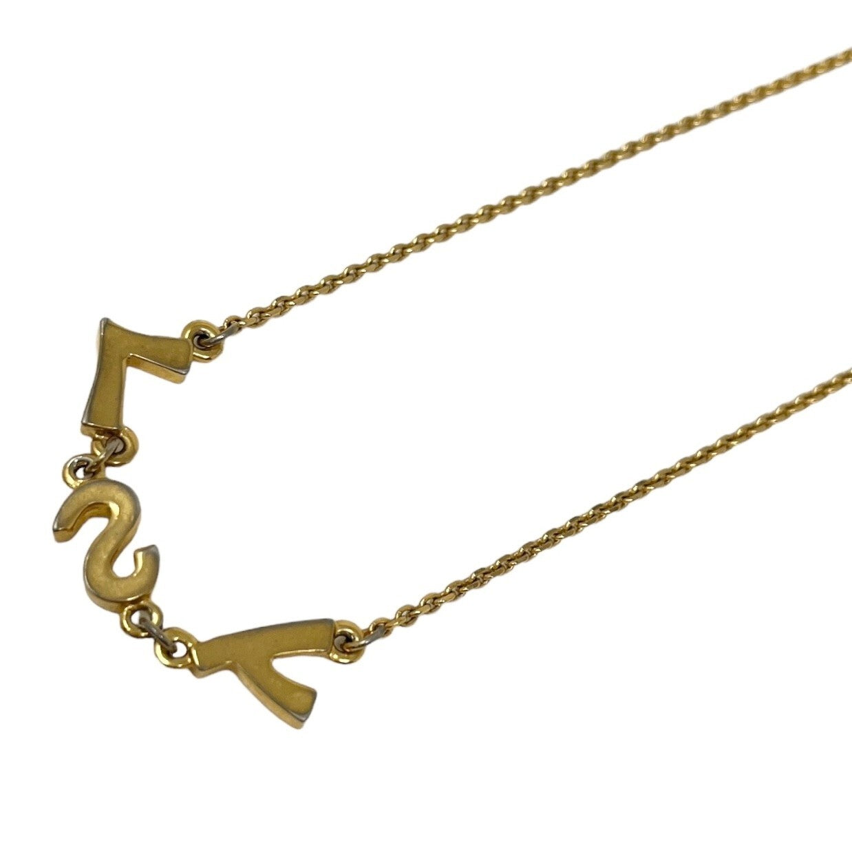 Yves Saint Laurent Vintage Necklace YSL Logo Rhinestone Chain Gold RankAB