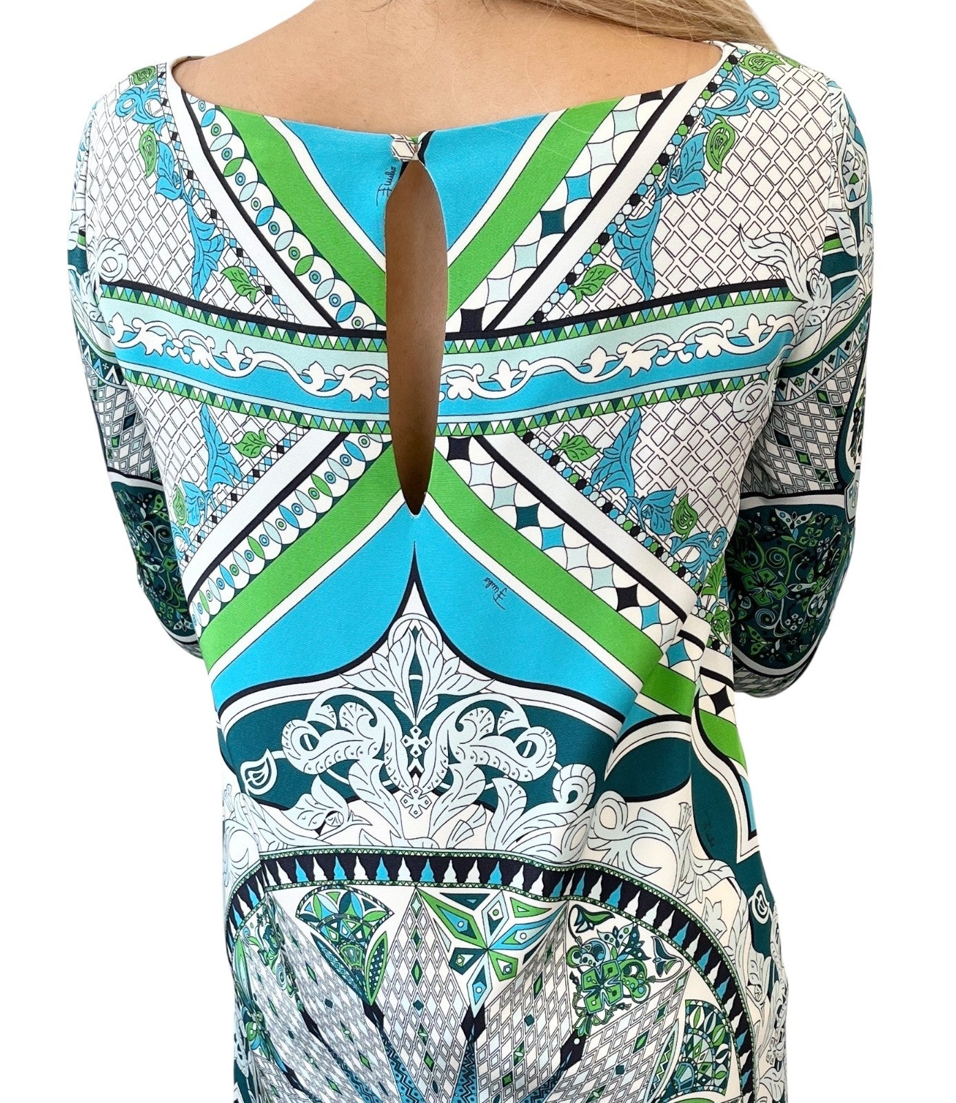 Emilio Pucci Vintage Logo Dress One-Piece #34 Multicolor Blue