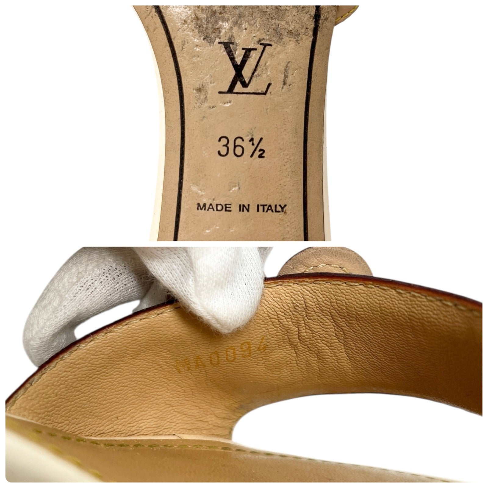 LOUIS VUITTON Vintage Logo Monogram Multicolor Sandals #36-36.5 White Leather